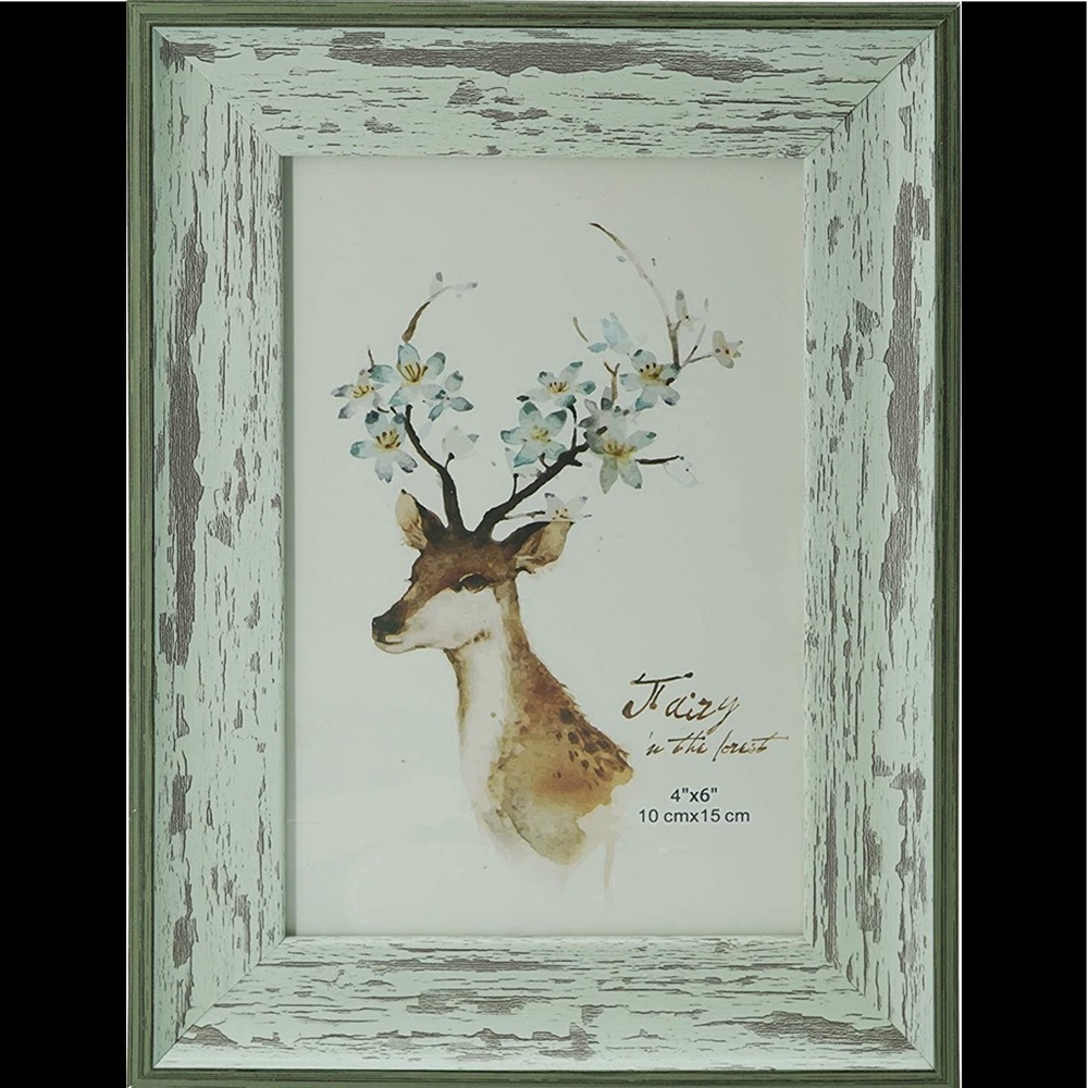 4x6 Picture Frame, Multi Photo Frames Collage, Rustic Wood, Vintage Green Wood